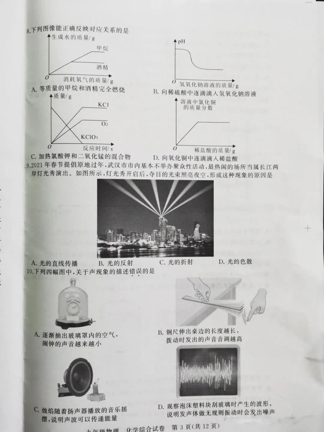 2021武漢四調(diào)物理、化學(xué)綜合試卷